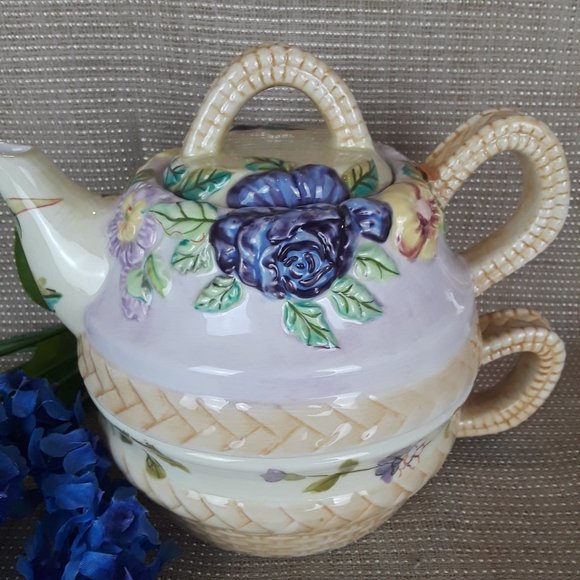 Tracy Porter Cottage Rose Collection Teapot for 1 - Picture 3 of 12